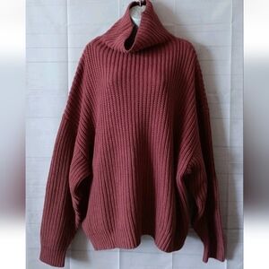 FREE PEOPLE Mauve Ribbed Oversized Swim Too Deep Pullover Sweater